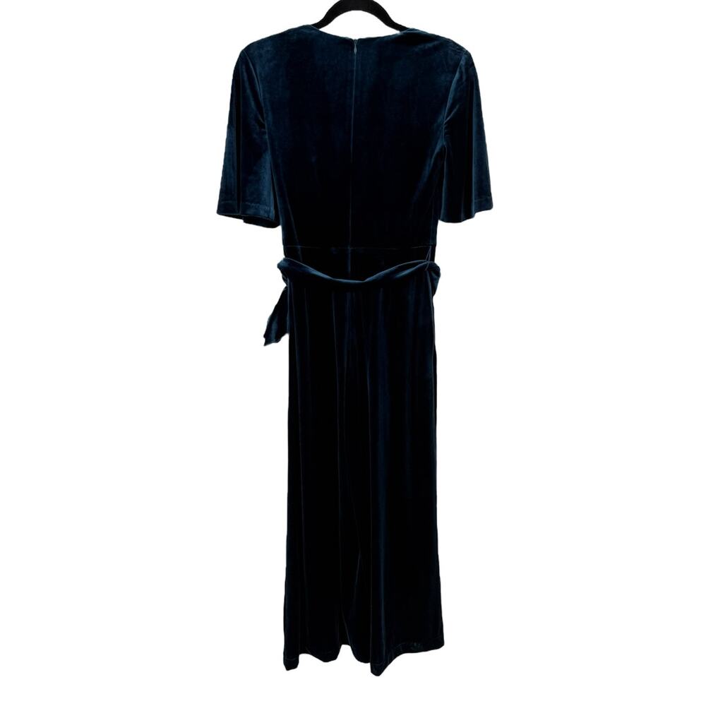 Eliza J wide leg faux wrap velvet Jumpsuit blue size 2 - Picture 5 of 7